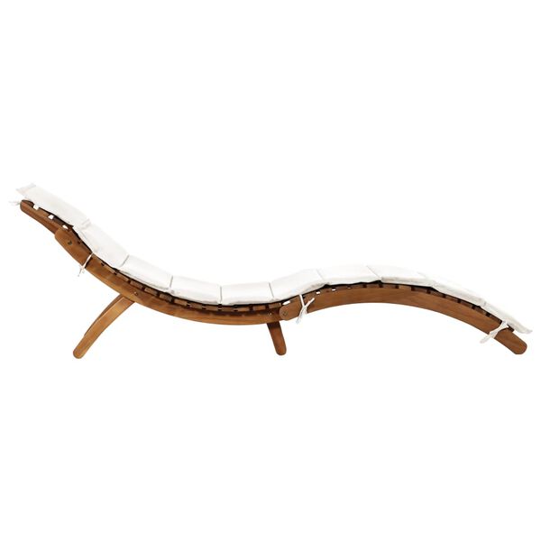 vidaXL Sun Lounger with Cushion Solid Acacia Wood Cream