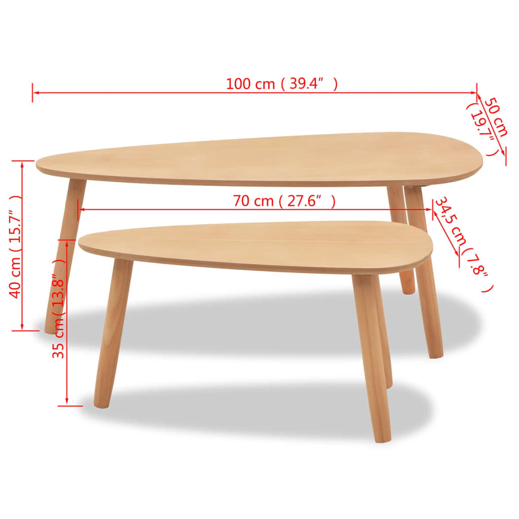 vidaXL Coffee Table Set 2 Pieces Solid Pinewood Brown