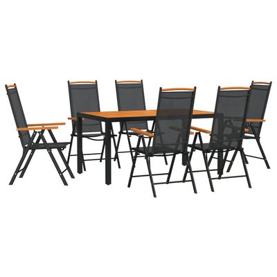 vidaXL 7 Piece Garden Dining Set Black and Brown Aluminium, black and brown vidaXL 7 Piece Garden Dining Set Black and Brown Aluminium