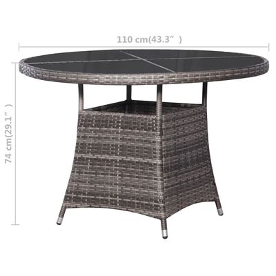 vidaXL Garden Table Grey Ø110x74 cm Poly Rattan