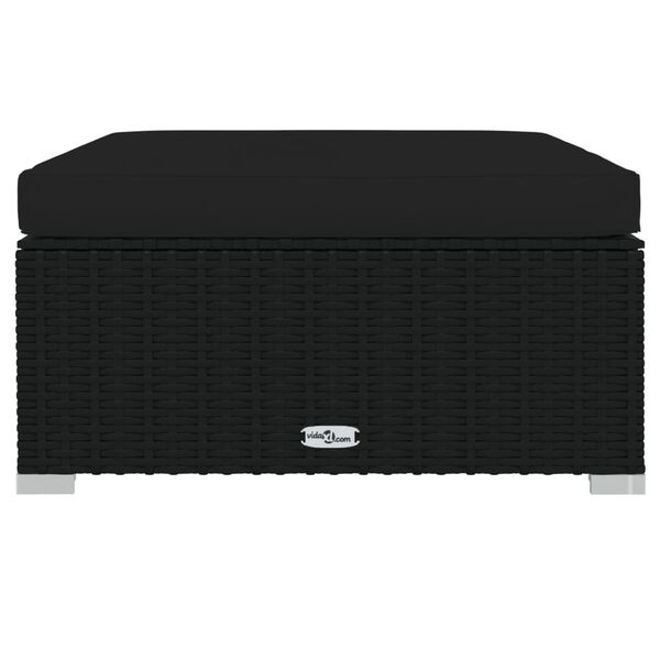 vidaXL 11 Piece Garden Lounge Set with Cushions Black Poly Rattan