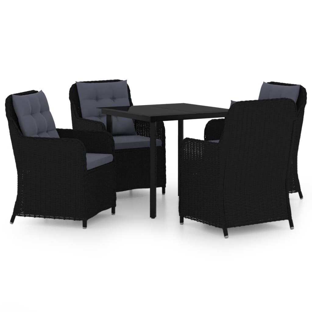 vidaXL 5 Piece Garden Dining Set Black