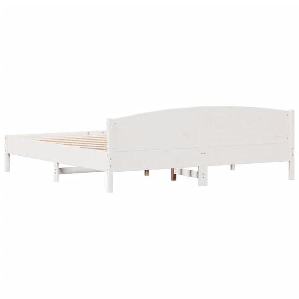 vidaXL Bed Frame without Mattress White 180x200 cm Super King Solid Wood Pine