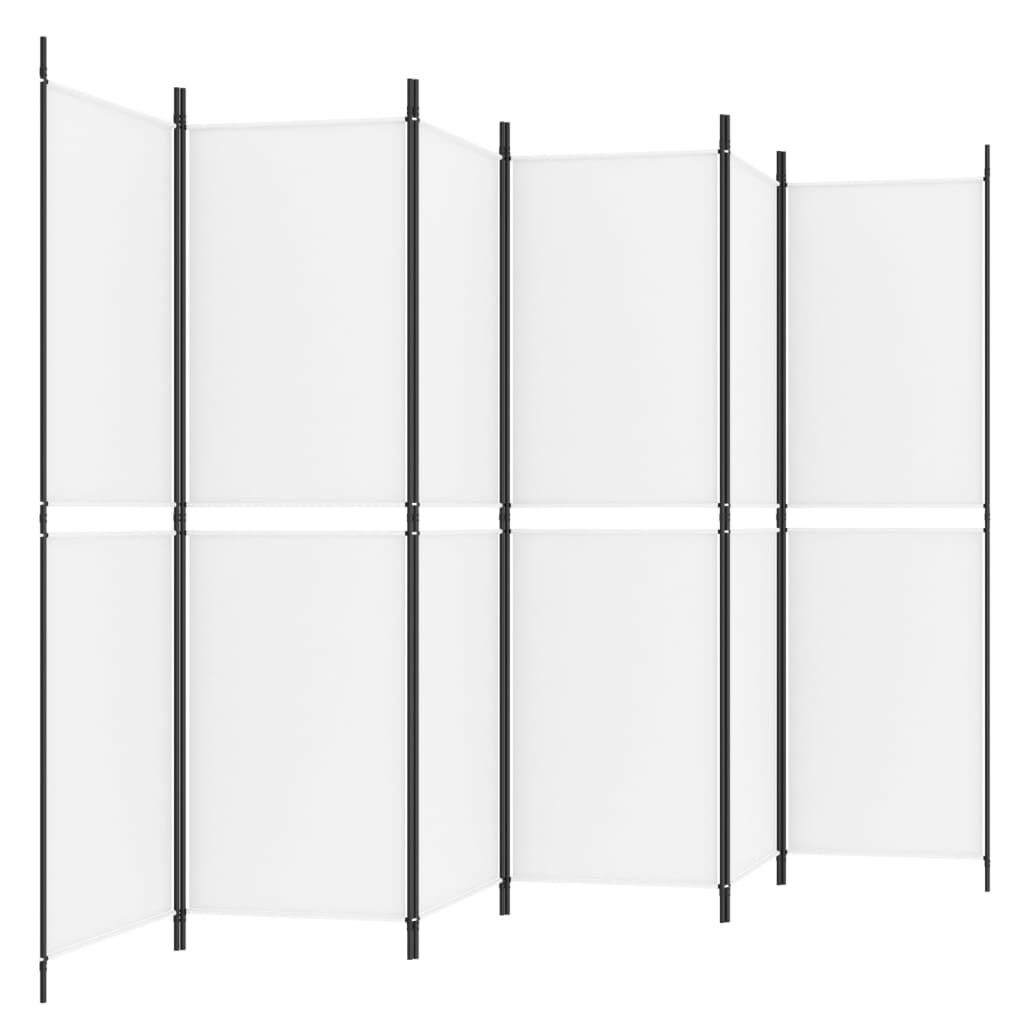 vidaXL 6-Panel Room Divider White 300x180 cm Fabric