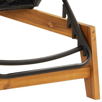 vidaXL Sun Lounger Black and Brown Poly Rattan&Solid Wood Acacia,  vidaXL Sun Lounger Black and Brown Poly Rattan&Solid Wood Acacia