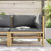 vidaXL Garden Corner Sofa with Dark Grey Cushions Bamboo