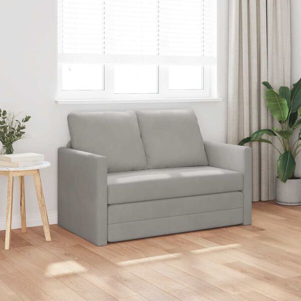 vidaXL Floor Sofa Bed 2-in-1 Light Grey 122x204x55 cm Velvet