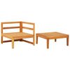 vidaXL 2 Piece Garden Lounge Set with Cream White Cushions Acacia Wood