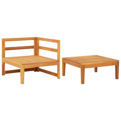 vidaXL 2 Piece Garden Lounge Set with Cream White Cushions Acacia Wood