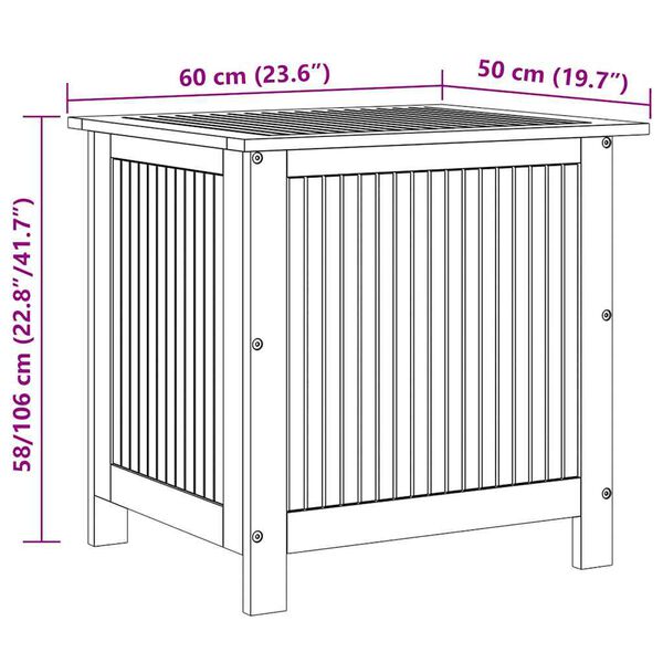 vidaXL Garden Storage Box 60x50x58 cm Solid Acacia Wood