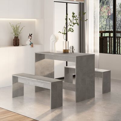 vidaXL 3 Piece Dining Set Concrete Grey Engineered Wood, concrete grey vidaXL 3 Piece Dining Set Concrete Grey Engineered Wood