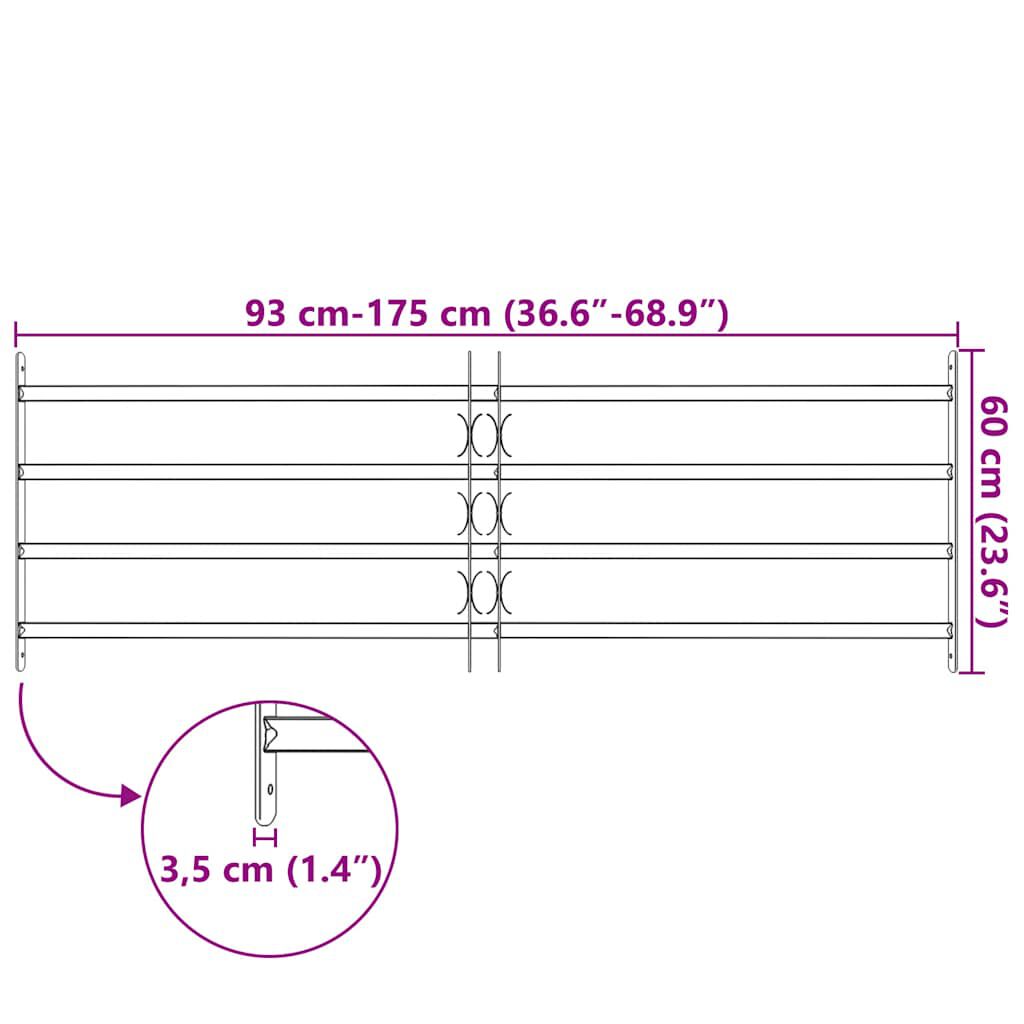 Adjustable Security Grille for Windows with 4 Crossbars 1000-1500 mm
