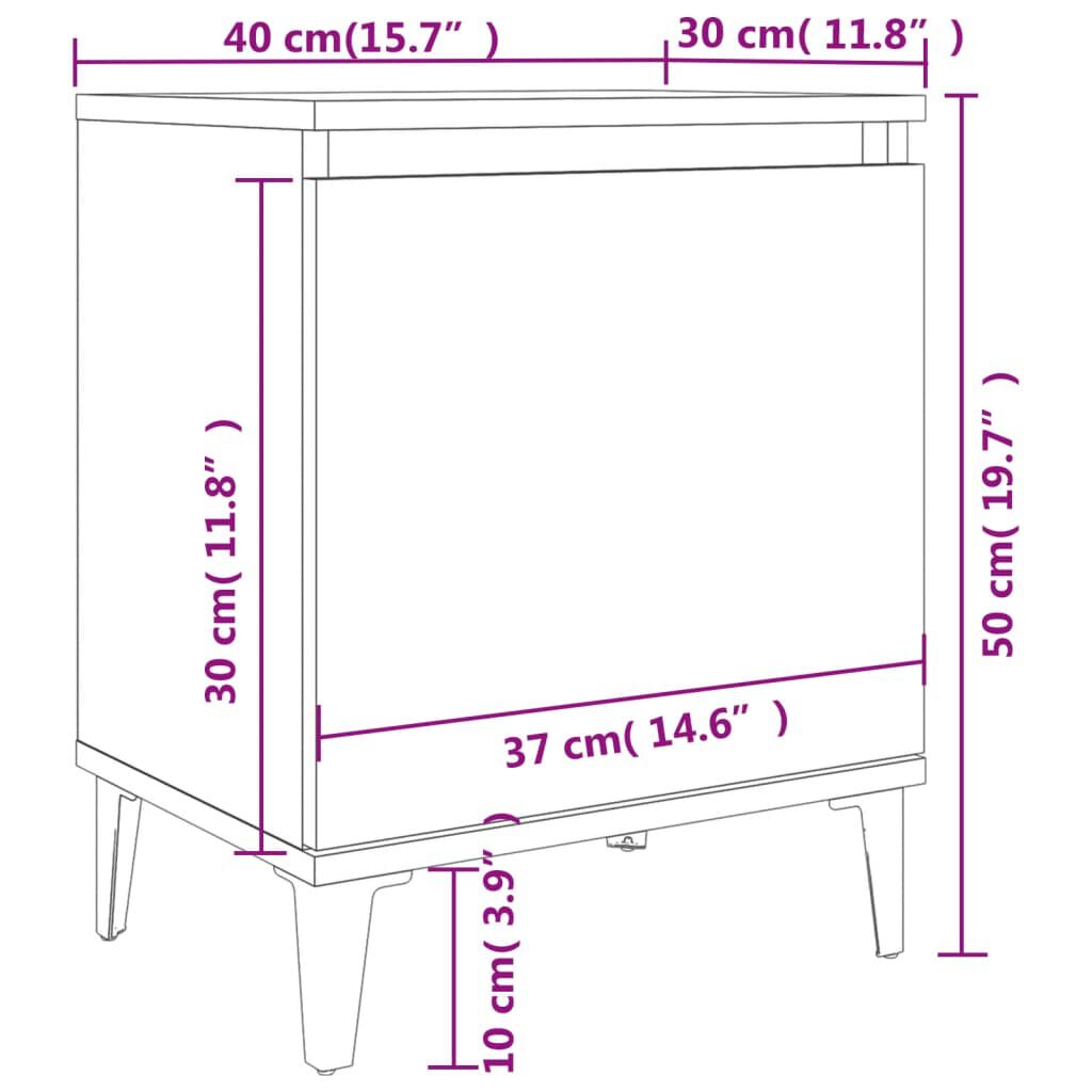 vidaXL Bed Cabinet with Metal Legs Black 40x30x50 cm