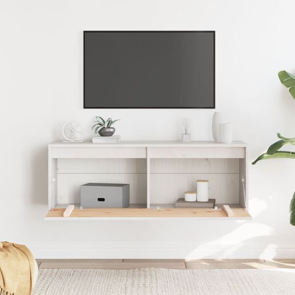 vidaXL Wall Cabinet White 100x30x35 cm Solid Wood Pine