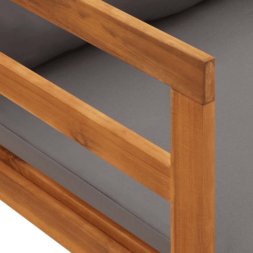 vidaXL Sun Lounger with Dark Grey Cushions Solid Acacia Wood