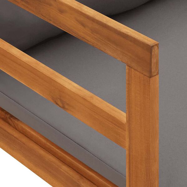 vidaXL Sun Lounger with Dark Grey Cushions Solid Acacia Wood