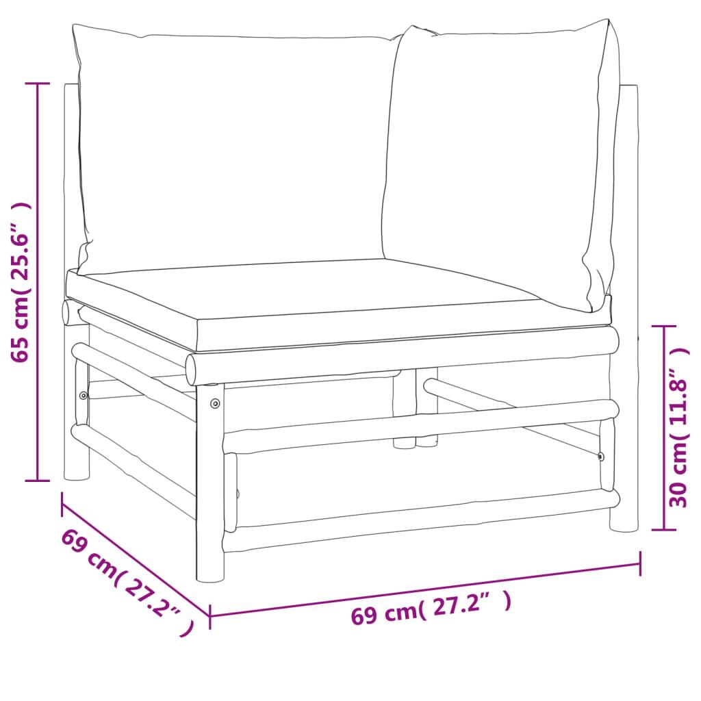 vidaXL Garden Corner Sofas with Light Grey Cushions 2 pcs Bamboo