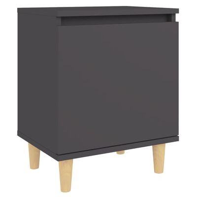 vidaXL Bed Cabinet with Solid Wood Legs Grey 40x30x50 cm, grey vidaXL Bed Cabinet with Solid Wood Legs Grey 40x30x50 cm