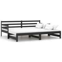 vidaXL Pull-out Day Bed without Mattress Black 2x(90x200)cm, black vidaXL Pull-out Day Bed without Mattress Black 2x(90x200)cm