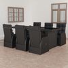 vidaXL 7 Piece Outdoor Dining Set with Cushions Poly Rattan Black