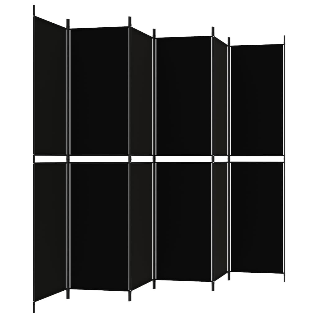 vidaXL 6-Panel Room Divider Black 300x220 cm Fabric
