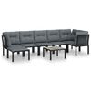 vidaXL 8 Piece Garden Lounge Set Black and Grey Poly Rattan