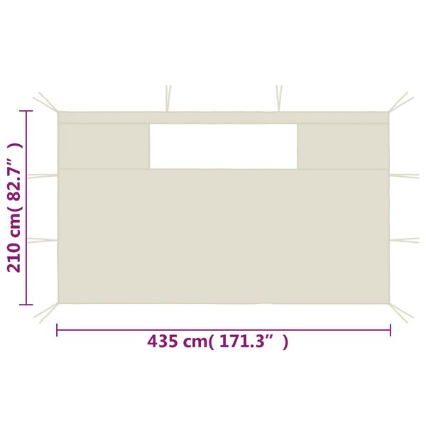 vidaXL Gazebo Sidewalls with Windows 2 pcs Cream