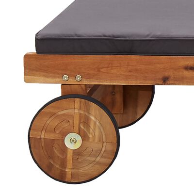 vidaXL Sun Lounger with Cushion Solid Acacia Wood, dark grey vidaXL Sun Lounger with Cushion Solid Acacia Wood