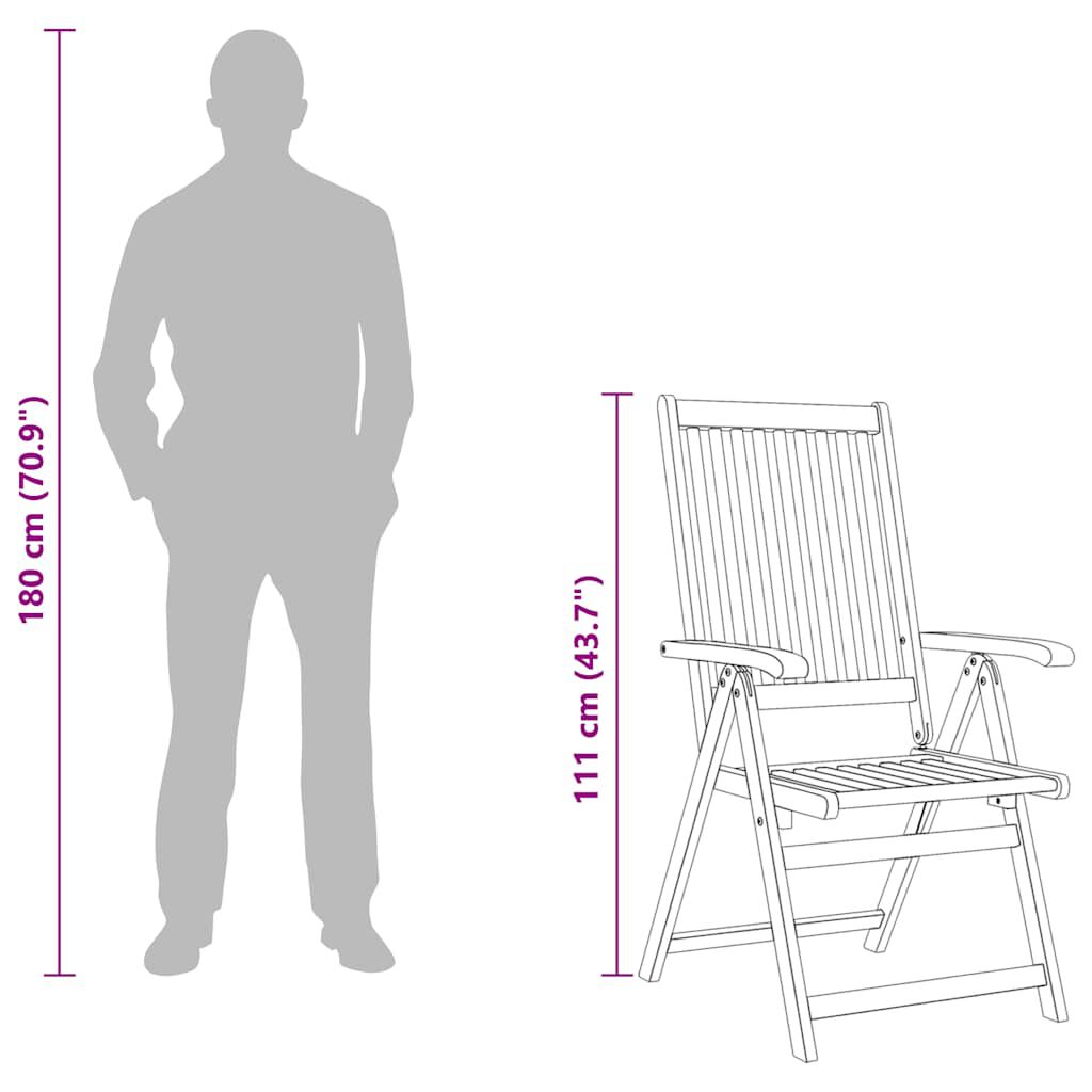 vidaXL Folding Garden Chairs 3 pcs Solid Acacia Wood