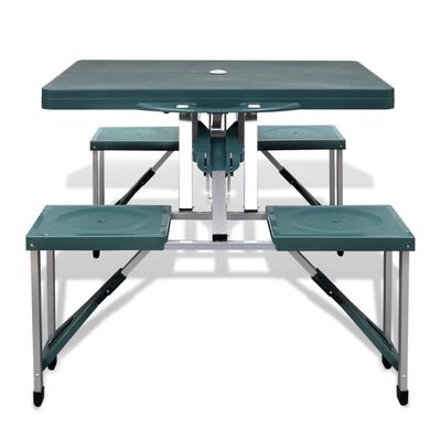 vidaXL Foldable Camping Table Set with 4 Stools Aluminium Extra Light Green