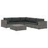 vidaXL 6 Piece Garden Lounge Set with Cushions Poly Rattan Grey