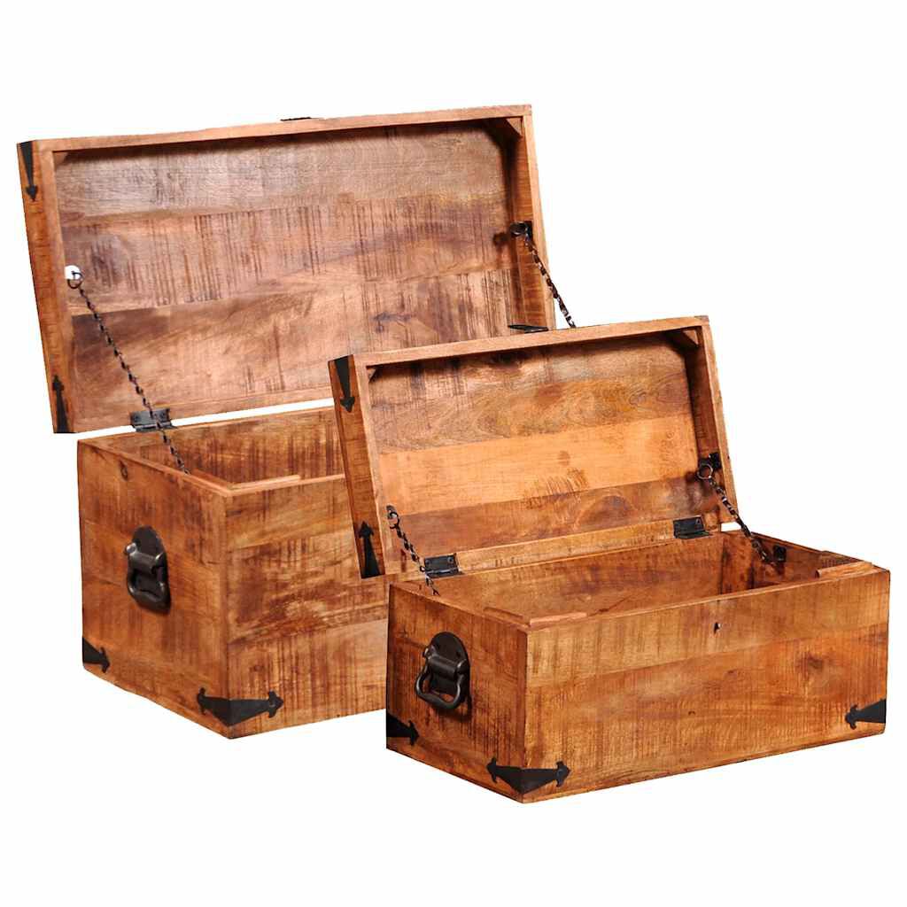 vidaXL Storage Chest Set 2 Pieces Rough Mango Wood