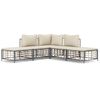 vidaXL 5 Piece Garden Lounge Set with Cushions Anthracite Poly Rattan
