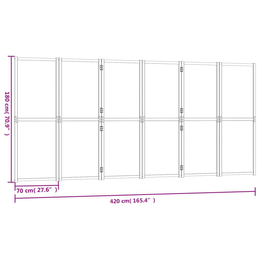 vidaXL 6-Panel Room Divider Cream White 420x180 cm