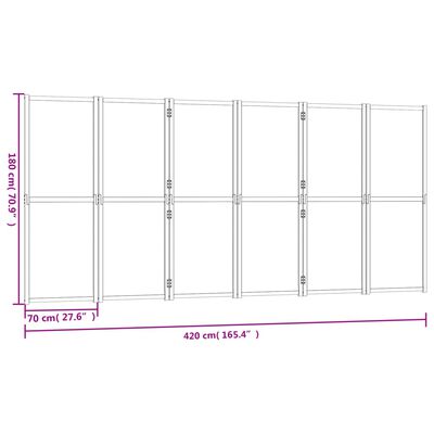 vidaXL 6-Panel Room Divider Cream White 420x180 cm, cream white vidaXL 6-Panel Room Divider Cream White 420x180 cm