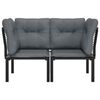 vidaXL Garden Corner Chairs with Cushions 2 pcs Black&Grey Poly Rattan