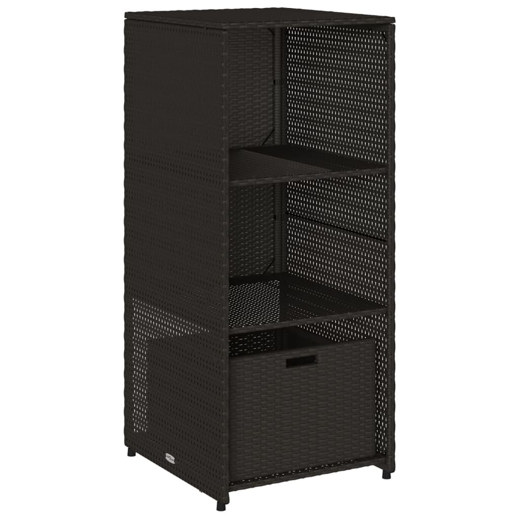vidaXL Garden Storage Cabinet Black 50x55x115 cm Poly Rattan
