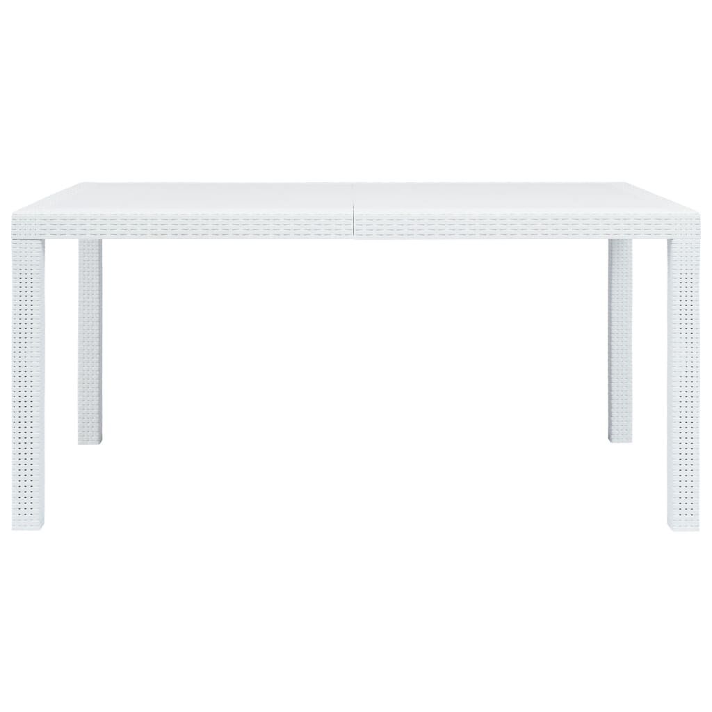 vidaXL Garden Table White 150x90x72 cm Plastic Rattan Look