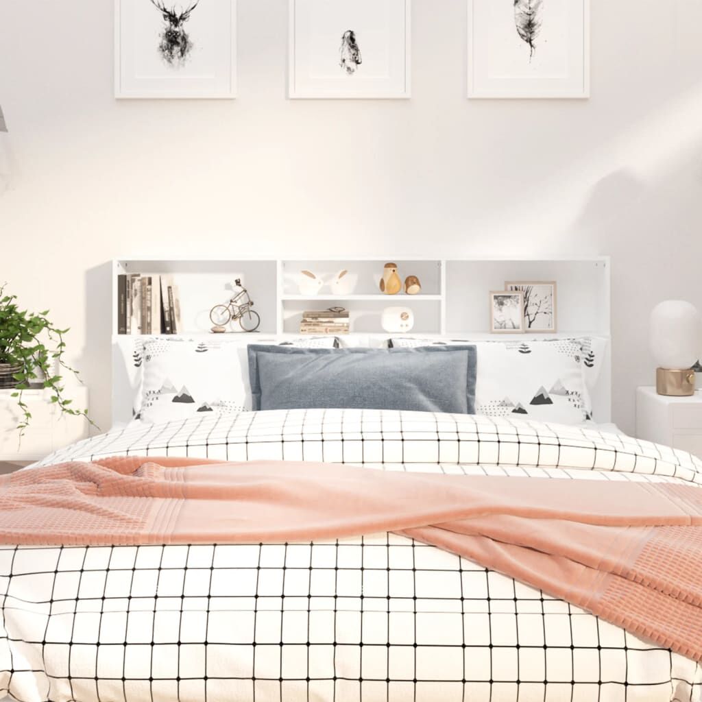 vidaXL Headboard Cabinet White 180x19x103.5 cm