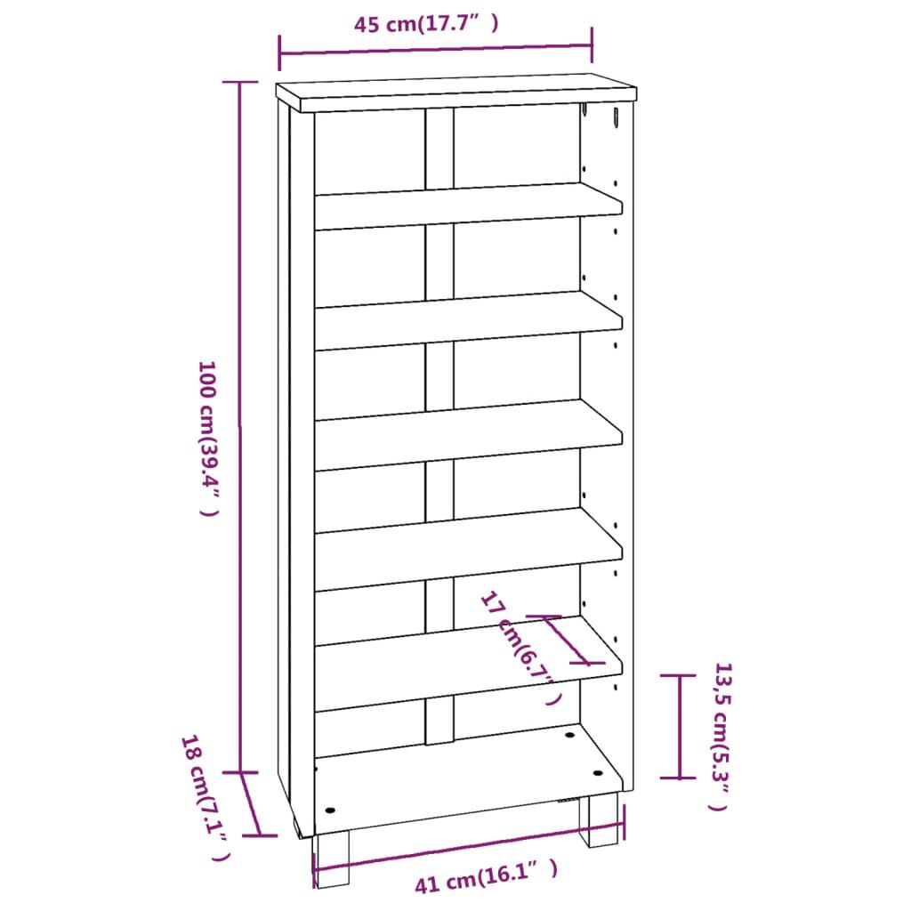 vidaXL CD Cabinet HAMAR Light Grey 45x18x100 cm Solid Wood Pine