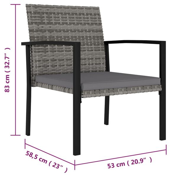 vidaXL Garden Dining Chairs 2 pcs Poly Rattan Grey