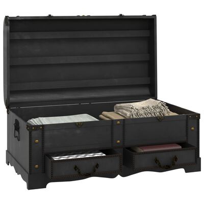 vidaXL Wooden Treasure Chest Large Black,  vidaXL Wooden Treasure Chest Large Black