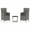 vidaXL 3 Piece Garden Lounge Set with Cushions Poly Rattan Grey
