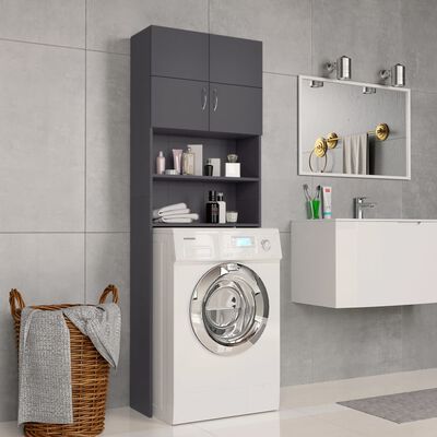 vidaXL Washing Machine Cabinet Grey 64x25.5x190 cm Engineered Wood, grey vidaXL Washing Machine Cabinet Grey 64x25.5x190 cm Engineered Wood