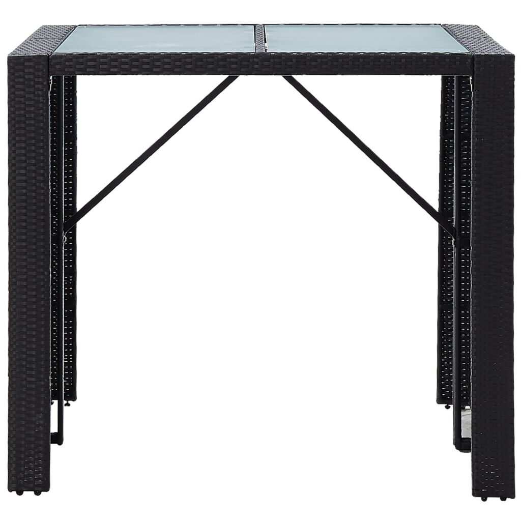 vidaXL 5 Piece Outdoor Bar Set Poly Rattan and Glass Black