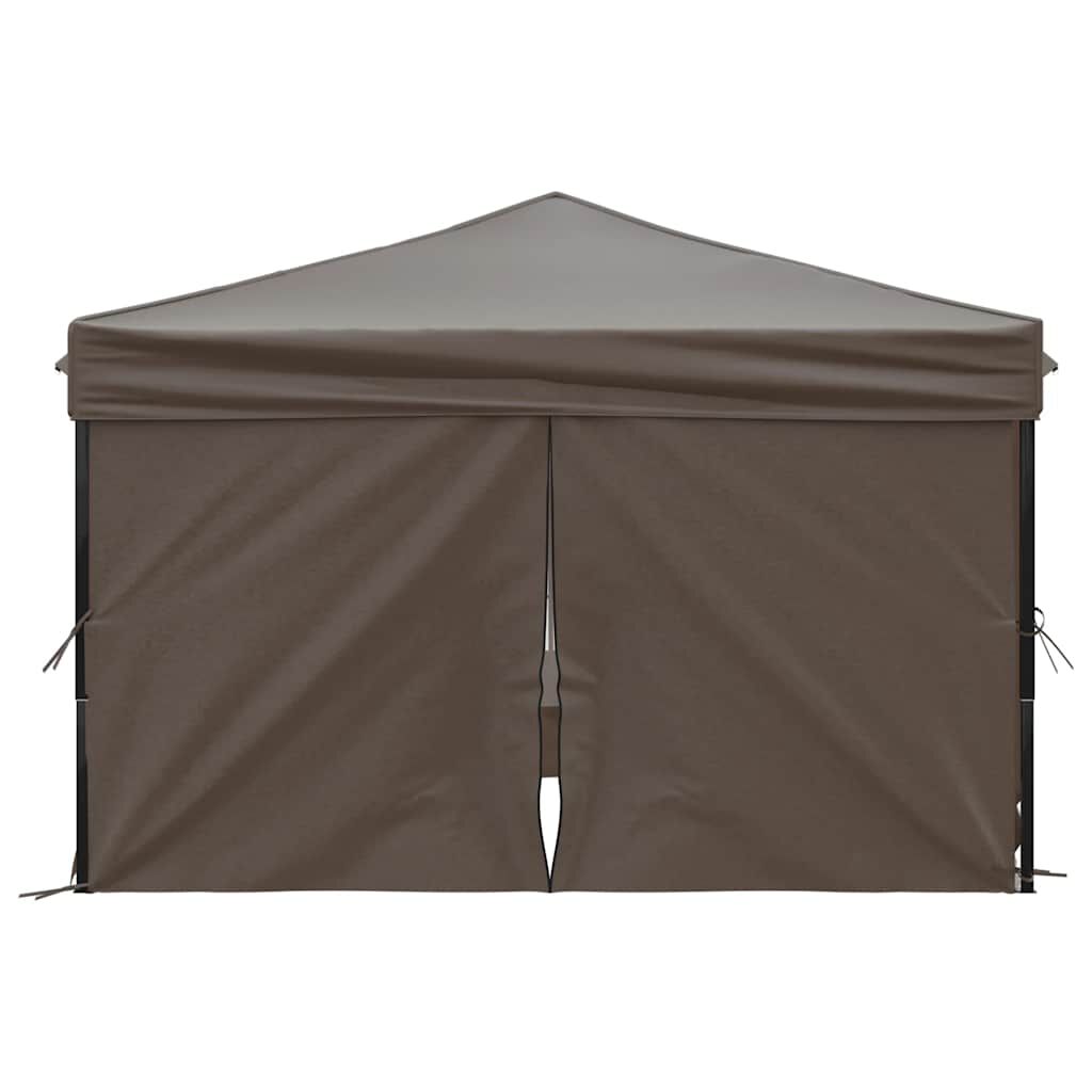 vidaXL Folding Party Tent with Sidewalls Taupe 3x3 m