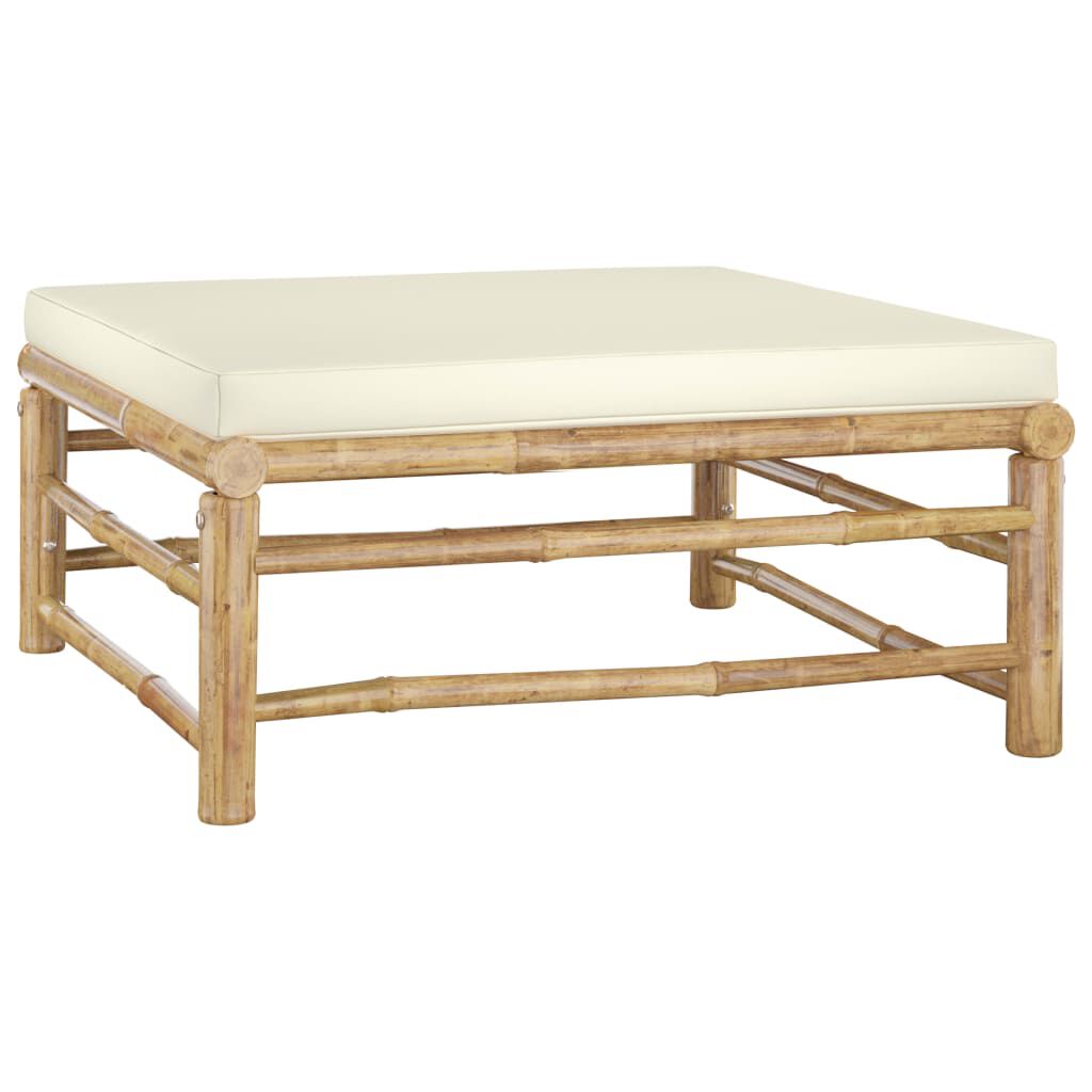 vidaXL 5 Piece Garden Lounge Set with Cream White Cushions Bamboo