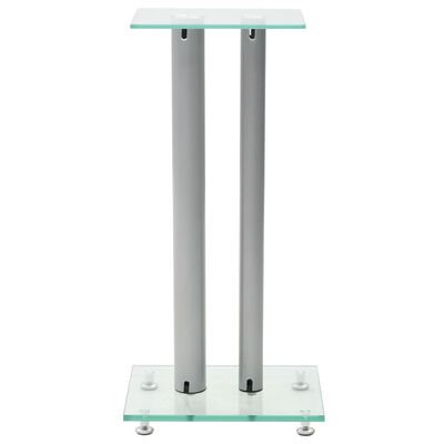 vidaXL Speaker Stands 2 pcs Tempered Glass 2 Pillars Design Silver