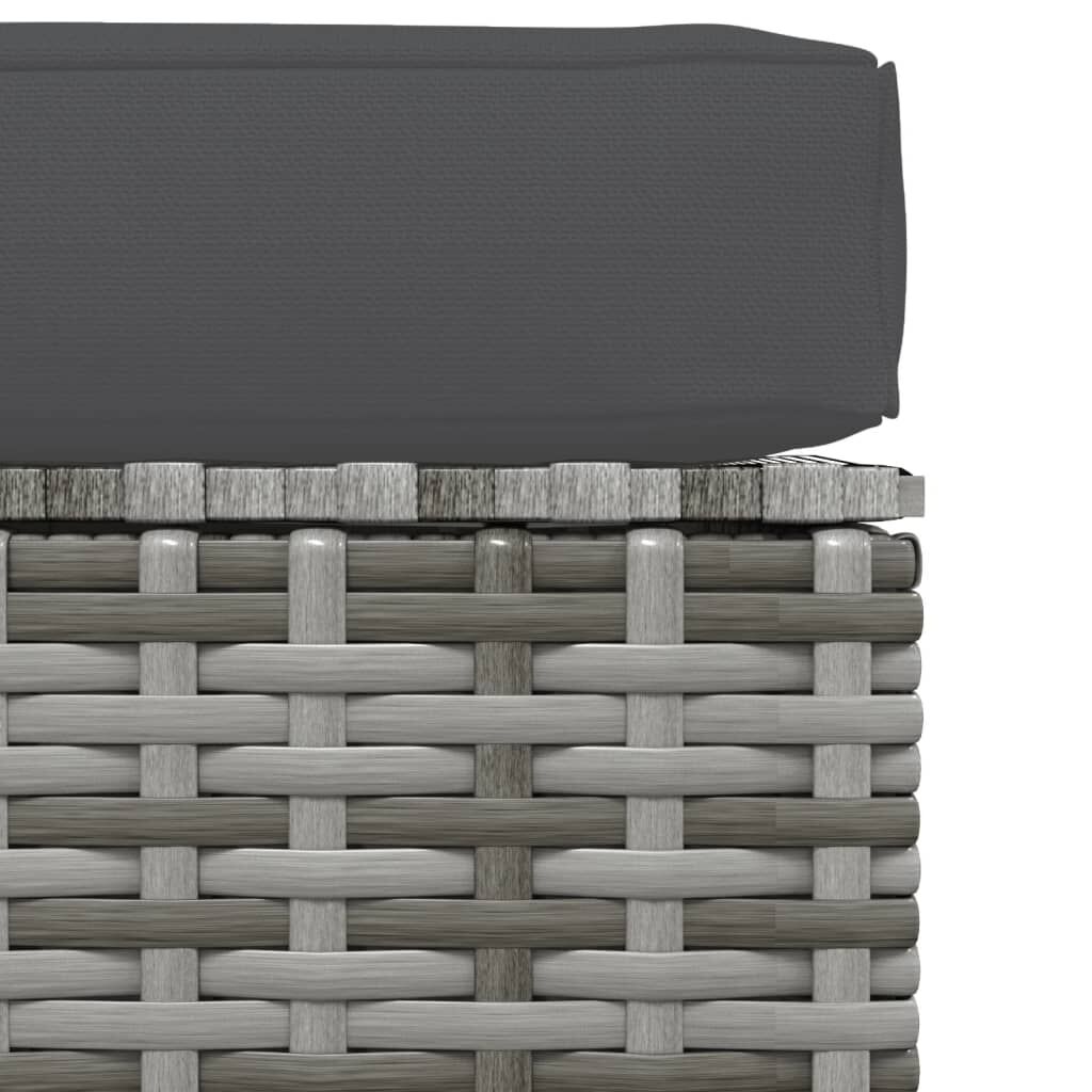 vidaXL Garden Footrest with Cushion Grey 70x70x30 cm Poly Rattan