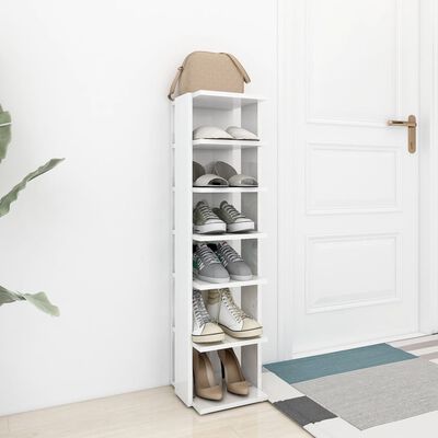 vidaXL Shoe Cabinet High Gloss White 27.5x27x102 cm Engineered Wood, high gloss white vidaXL Shoe Cabinet High Gloss White 27.5x27x102 cm Engineered Wood